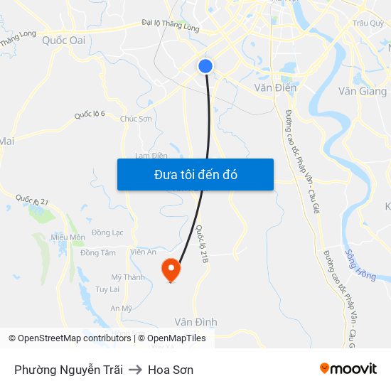 Phường Nguyễn Trãi to Hoa Sơn map