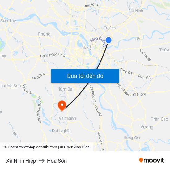Xã Ninh Hiệp to Hoa Sơn map