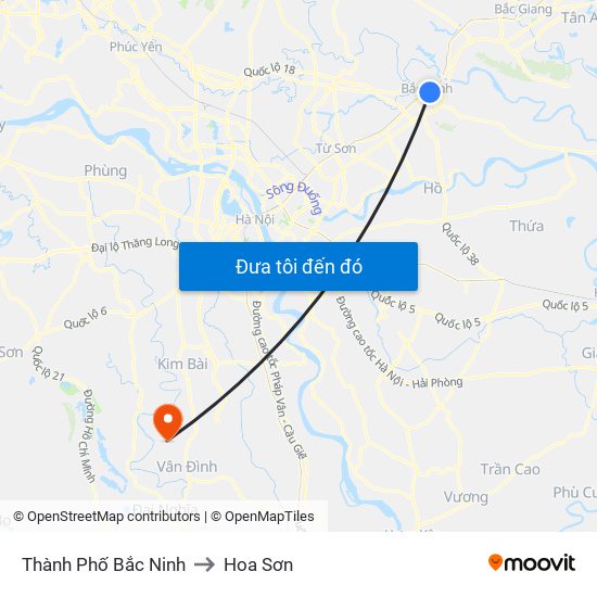 Thành Phố Bắc Ninh to Hoa Sơn map