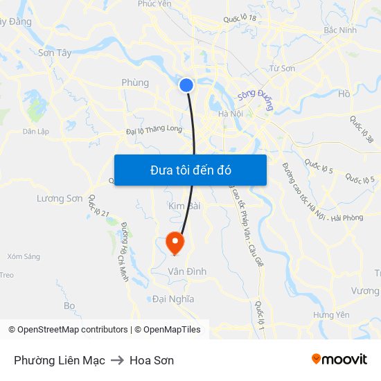 Phường Liên Mạc to Hoa Sơn map