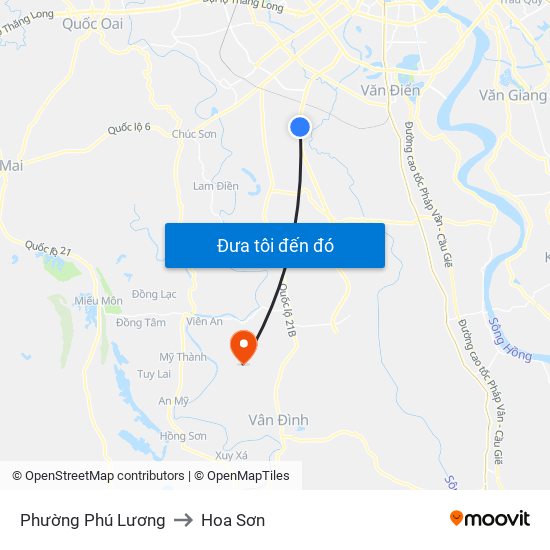 Phường Phú Lương to Hoa Sơn map