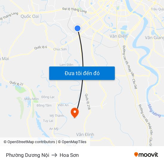 Phường Dương Nội to Hoa Sơn map