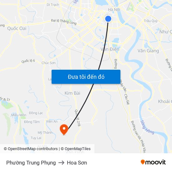 Phường Trung Phụng to Hoa Sơn map