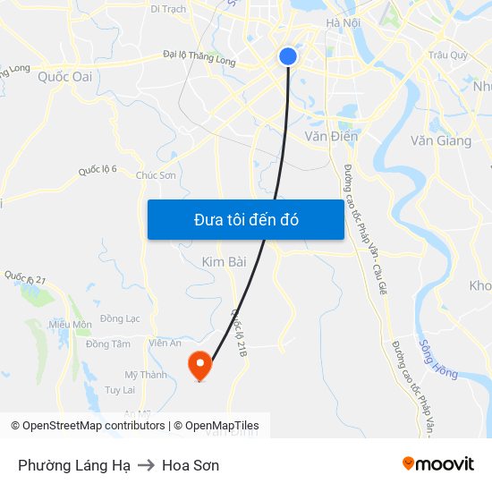 Phường Láng Hạ to Hoa Sơn map