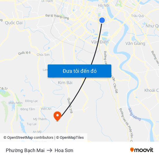 Phường Bạch Mai to Hoa Sơn map