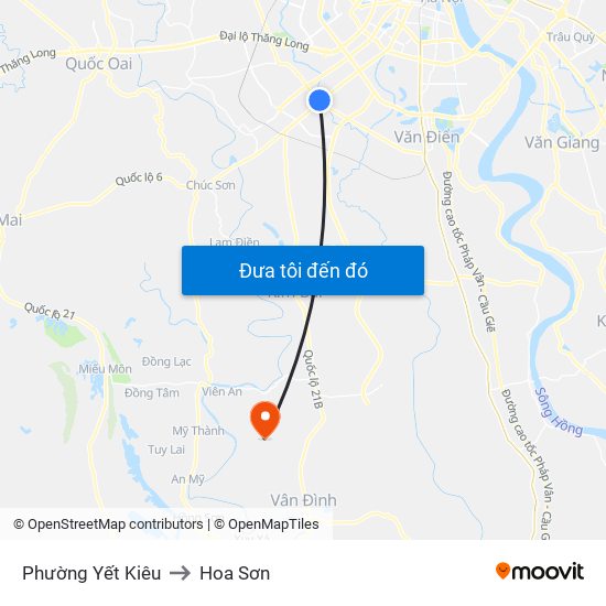 Phường Yết Kiêu to Hoa Sơn map
