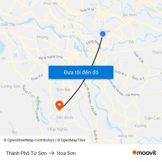 Thành Phố Từ Sơn to Hoa Sơn map