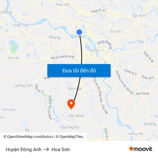 Huyện Đông Anh to Hoa Sơn map
