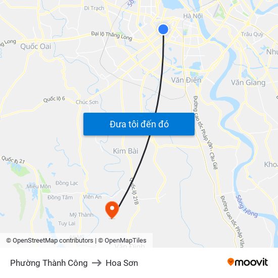 Phường Thành Công to Hoa Sơn map