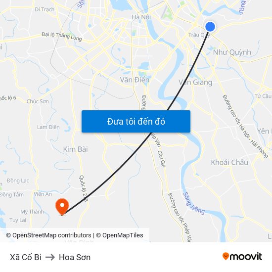 Xã Cổ Bi to Hoa Sơn map