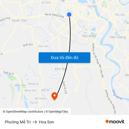 Phường Mễ Trì to Hoa Sơn map