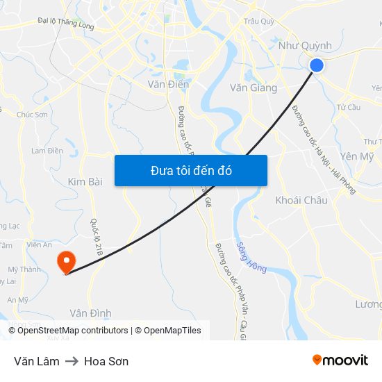 Văn Lâm to Hoa Sơn map