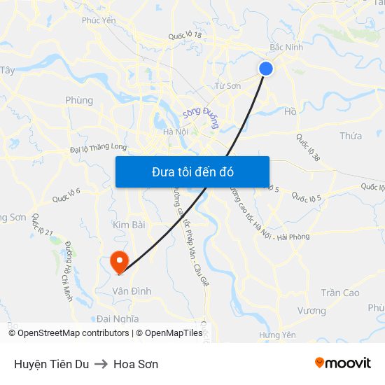 Huyện Tiên Du to Hoa Sơn map