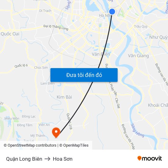 Quận Long Biên to Hoa Sơn map