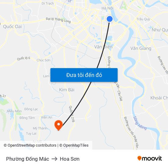 Phường Đống Mác to Hoa Sơn map