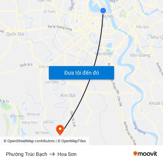 Phường Trúc Bạch to Hoa Sơn map