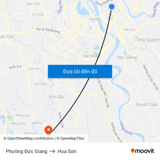 Phường Đức Giang to Hoa Sơn map