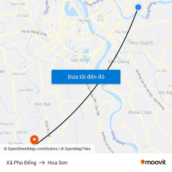 Xã Phù Đổng to Hoa Sơn map