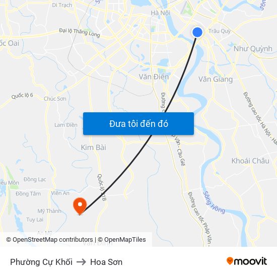 Phường Cự Khối to Hoa Sơn map