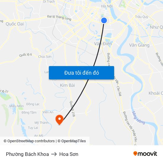 Phường Bách Khoa to Hoa Sơn map