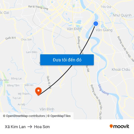 Xã Kim Lan to Hoa Sơn map