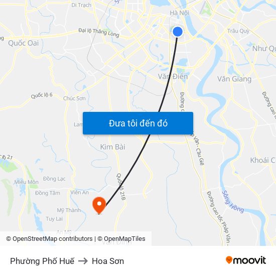 Phường Phố Huế to Hoa Sơn map