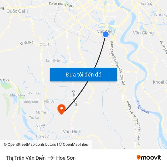 Thị Trấn Văn Điển to Hoa Sơn map