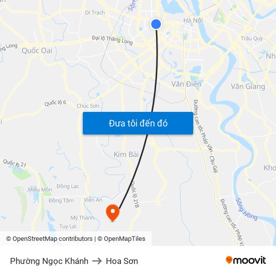 Phường Ngọc Khánh to Hoa Sơn map