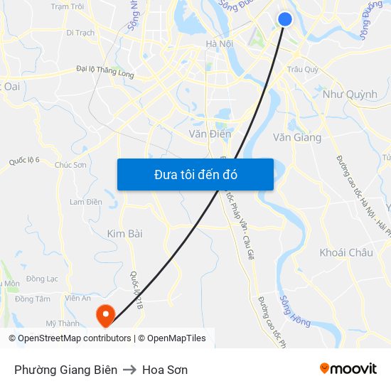 Phường Giang Biên to Hoa Sơn map
