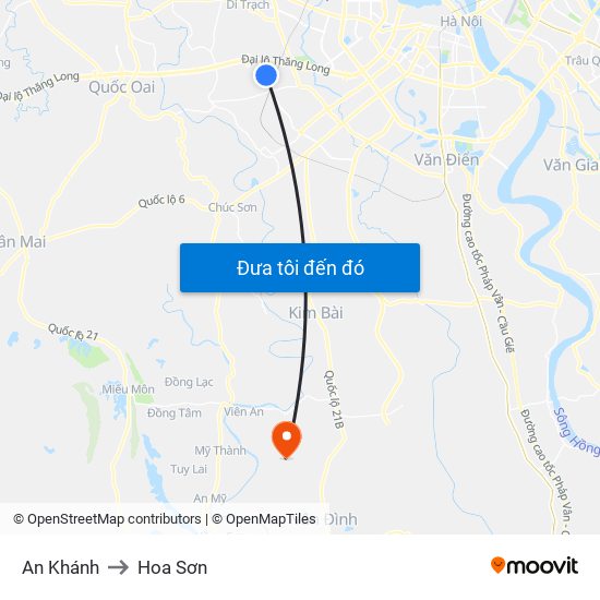 An Khánh to Hoa Sơn map