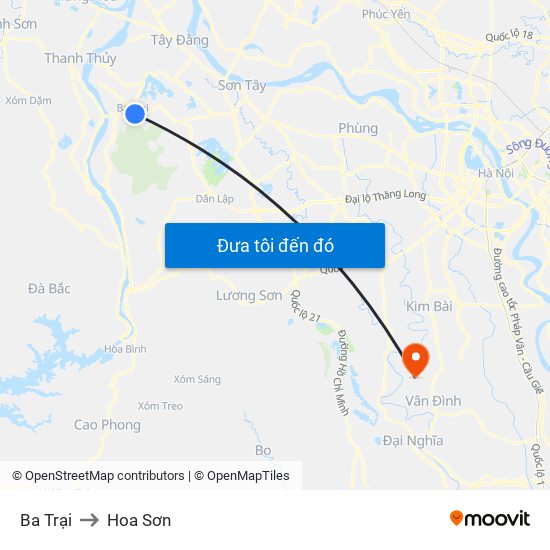 Ba Trại to Hoa Sơn map