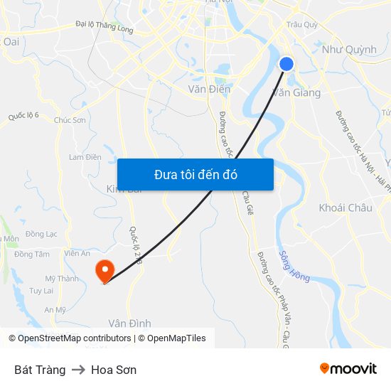 Bát Tràng to Hoa Sơn map