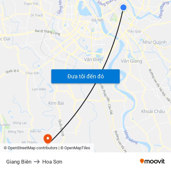 Giang Biên to Hoa Sơn map