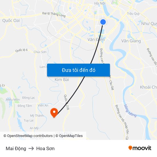 Mai Động to Hoa Sơn map