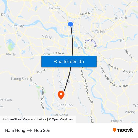 Nam Hồng to Hoa Sơn map