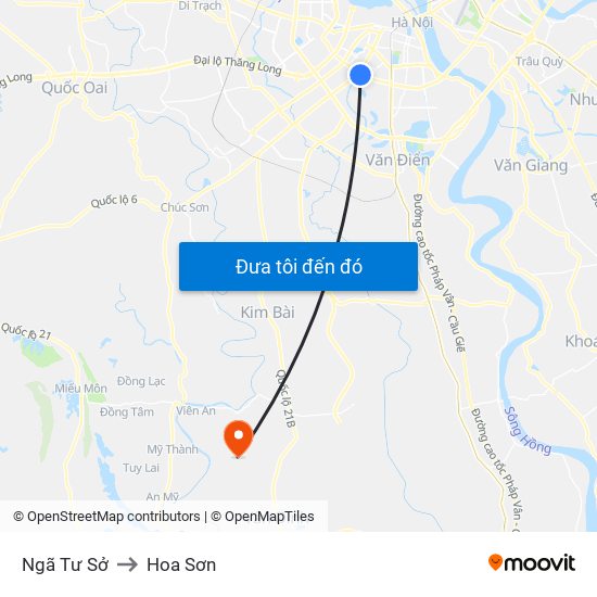 Ngã Tư Sở to Hoa Sơn map