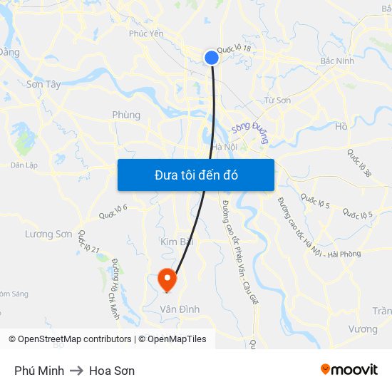 Phú Minh to Hoa Sơn map