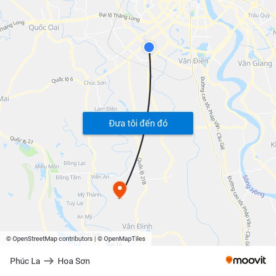 Phúc La to Hoa Sơn map