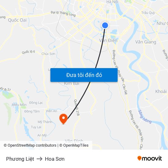 Phương Liệt to Hoa Sơn map