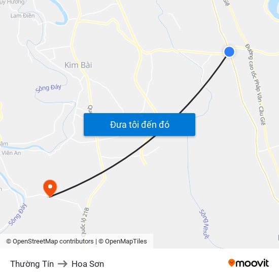 Thường Tín to Hoa Sơn map