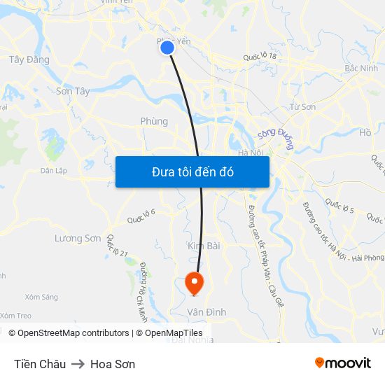 Tiền Châu to Hoa Sơn map