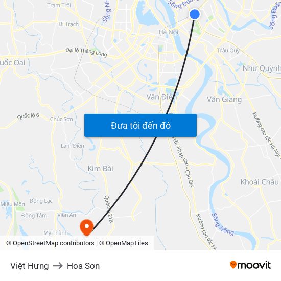 Việt Hưng to Hoa Sơn map