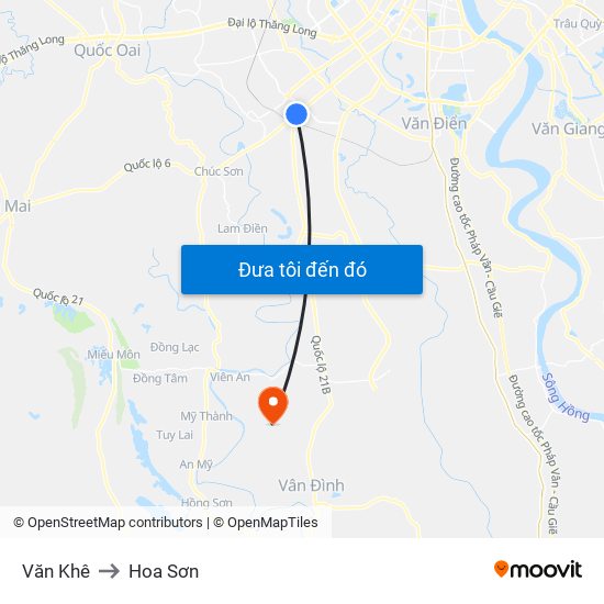 Văn Khê to Hoa Sơn map