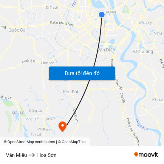 Văn Miếu to Hoa Sơn map