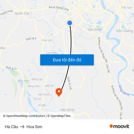 Hà Cầu to Hoa Sơn map