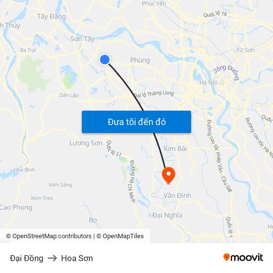 Đại Đồng to Hoa Sơn map