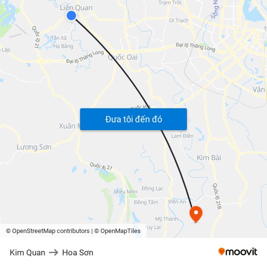 Kim Quan to Hoa Sơn map