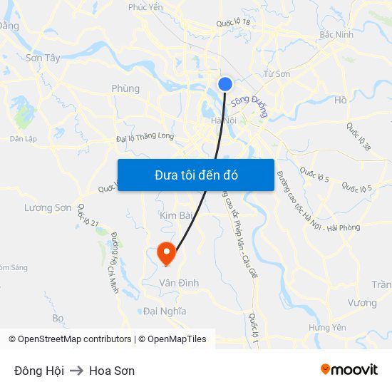 Đông Hội to Hoa Sơn map