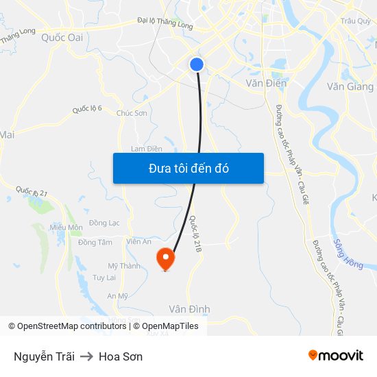 Nguyễn Trãi to Hoa Sơn map