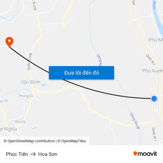 Phúc Tiến to Hoa Sơn map